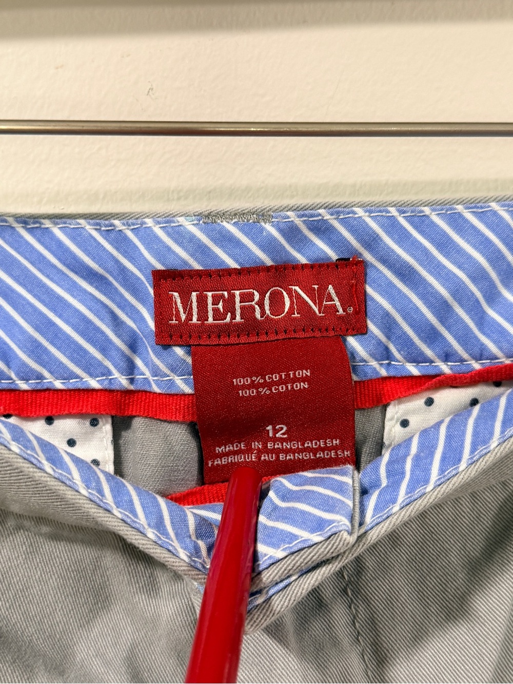 Merona Womens Light Gray Flat Front Cotton Chino Shorts Size 12 - Picture 2 of 8